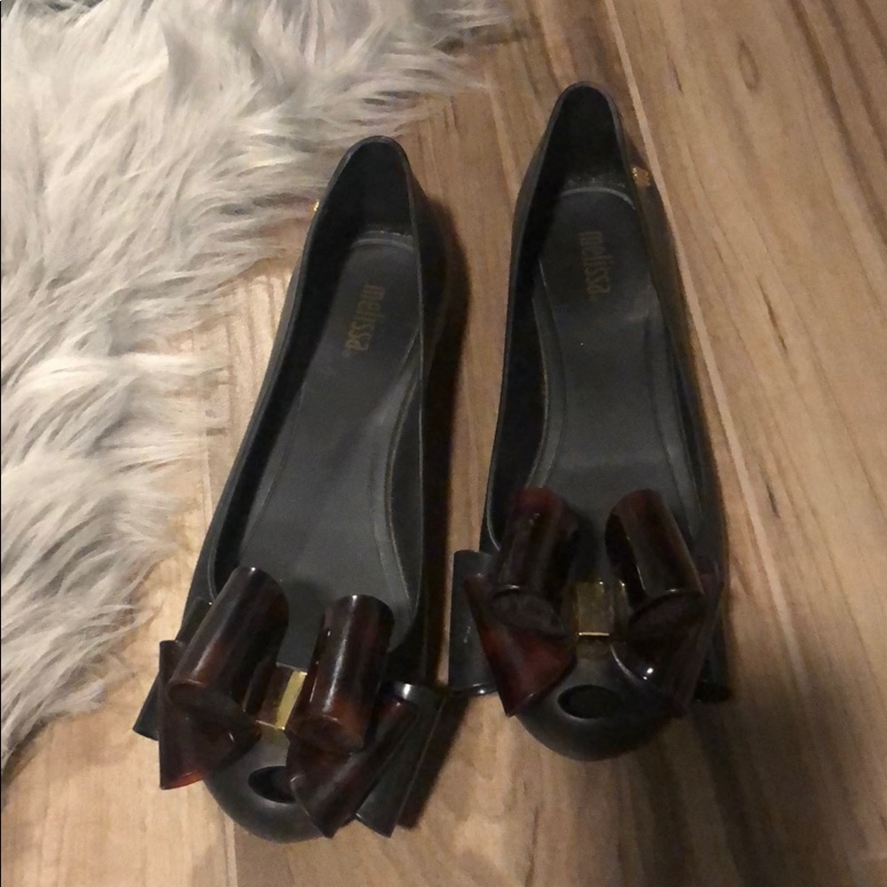 Black bow Melissa shoes 7.0 size